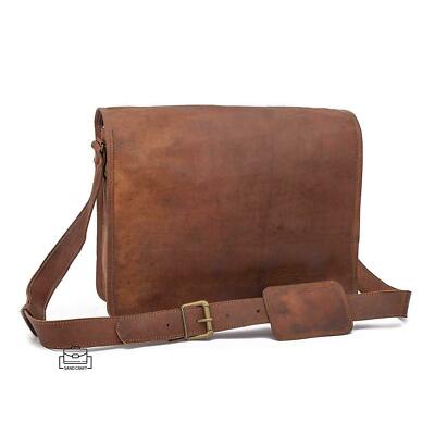 Leather bag Vintage Messenger Shoulder Men Satchel S Laptop School Briefcase Bag