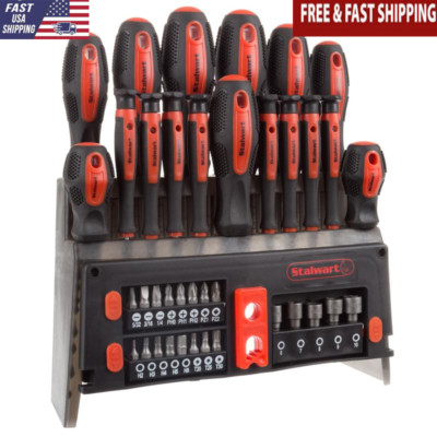39 Piece Screwdriver & Bit Set Magnetic Tips Organizer Power Nut Driver New