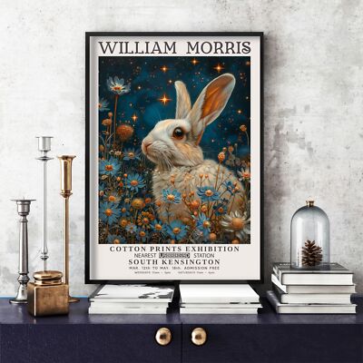 William Morris Print, Morris Exhibition Poster, Blue Collection Rabbit (44u)
