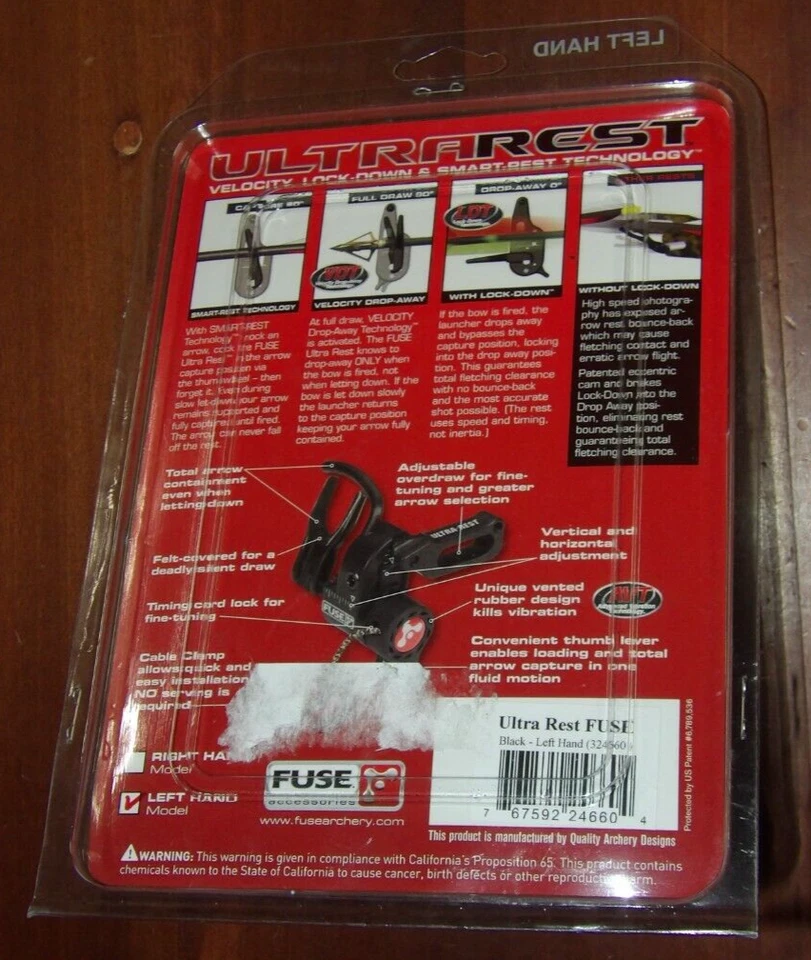 NEW Fuse Ultra Rest - Left Hand, Black - manufactured by QAD- Drop Away Bow Rest - Image 4 of 4