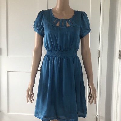 macy's party blue dress STRAPLESS CUTOUT MINI DRESS IN BLUE – Aesvs main image 1