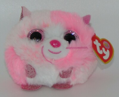 New! Ty Puffies/Beanie Balls TIA Pink Kitty cat 4