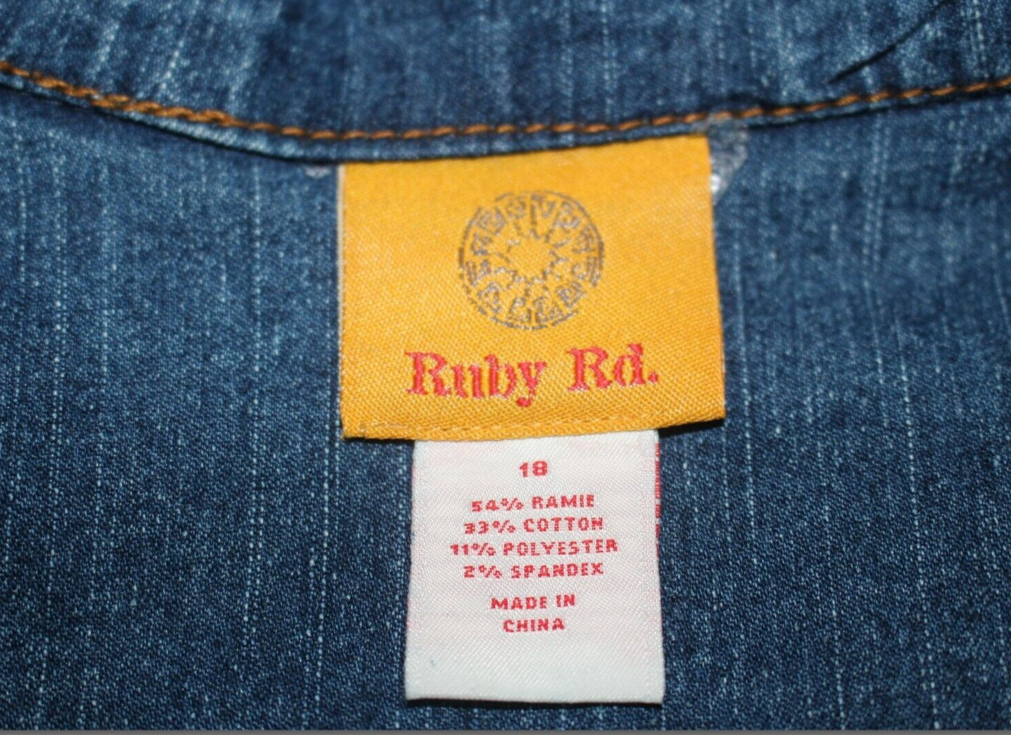 RUBY ROAD (18) Aztec Boho Style Denim Jacket Embr… - image 4