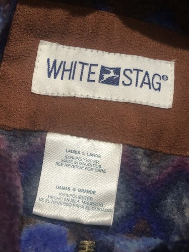 Vtg White Stag Aztec Patagonia Style Fleece womens L Multicolor Western 90s Zip - Picture 6 of 6