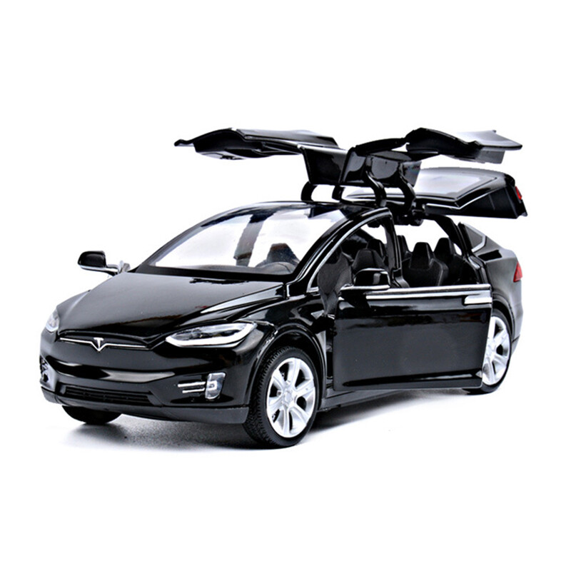 1:32 Tesla Model X 90D SUV pressofuso modello di auto suono e luce tirare indietro giocattolo regalo per bambini