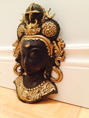 Buddha Head - Wall Hanging Statue BRONZE/BRASS - 10" Length - Picture 2 of 6