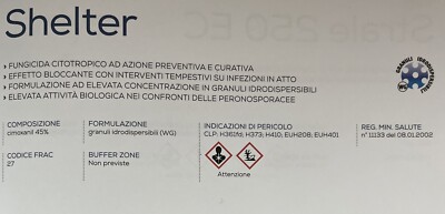 Fungicida Shelter Cimoxanil 45% 500 Gr - Preventivo E Curativo Per Vite E Pomodoro