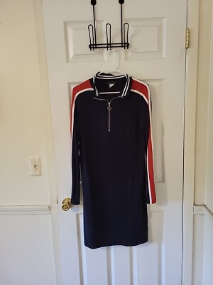 navy blue and red striped dress Entro - Dress - Midi Button-down Striped