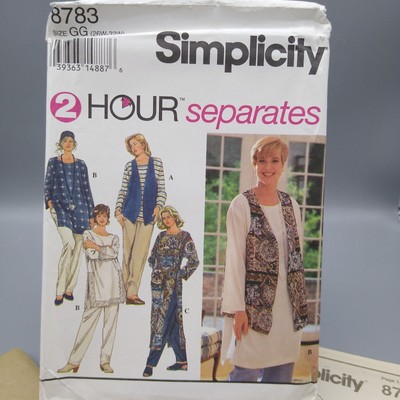 UNCUT Vintage Sewing PATTERN Simplicity 8783, Two Hour 1994 Womens Separates