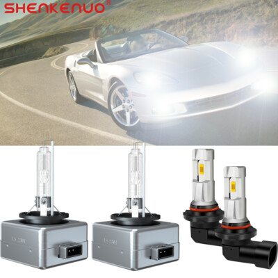 For Corvette C6 2005-2013 Xenon HID Headlight HI/LO & LED Fog Light Bulbs