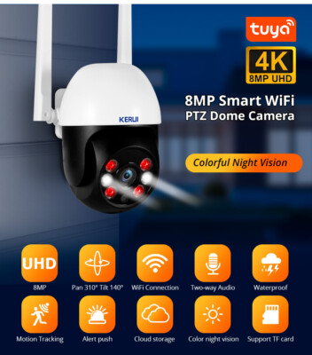 KERUI 5MP 8MP 4K PTZ WiFi IP Wireless Camera Tuya Smart Outdoor Home Security