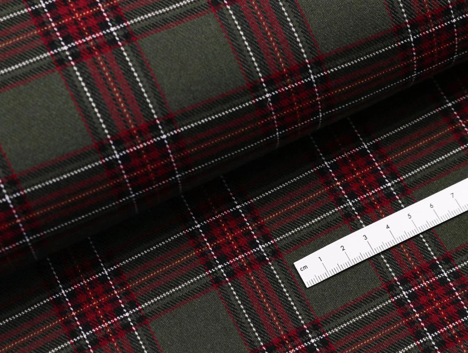 Schottenkaro Karo Stoff Glencheck Tartan Dunkles OLIV BORDEAUX EUR 13,98/m - Bild 2 von 2