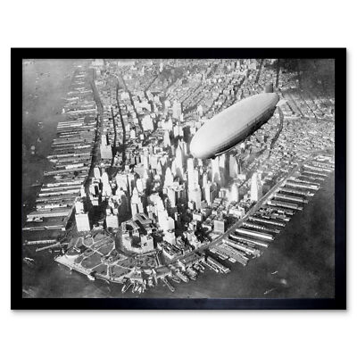 Offizielles US Navy Luftschiff USS Akron Manhattan 1933 Foto Wandkunstdruck gerahmt