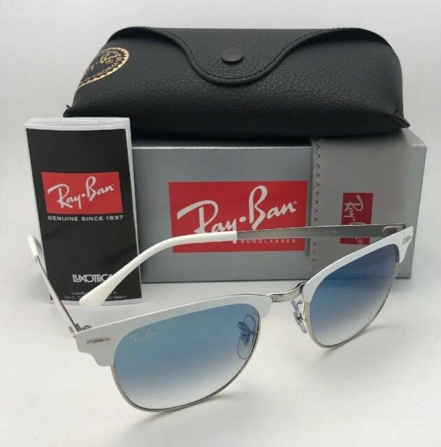 Ray Ban Clubmaster Metal Rb 3716 908f White Silver Sunglasses Blue Gradient For Sale Online Ebay