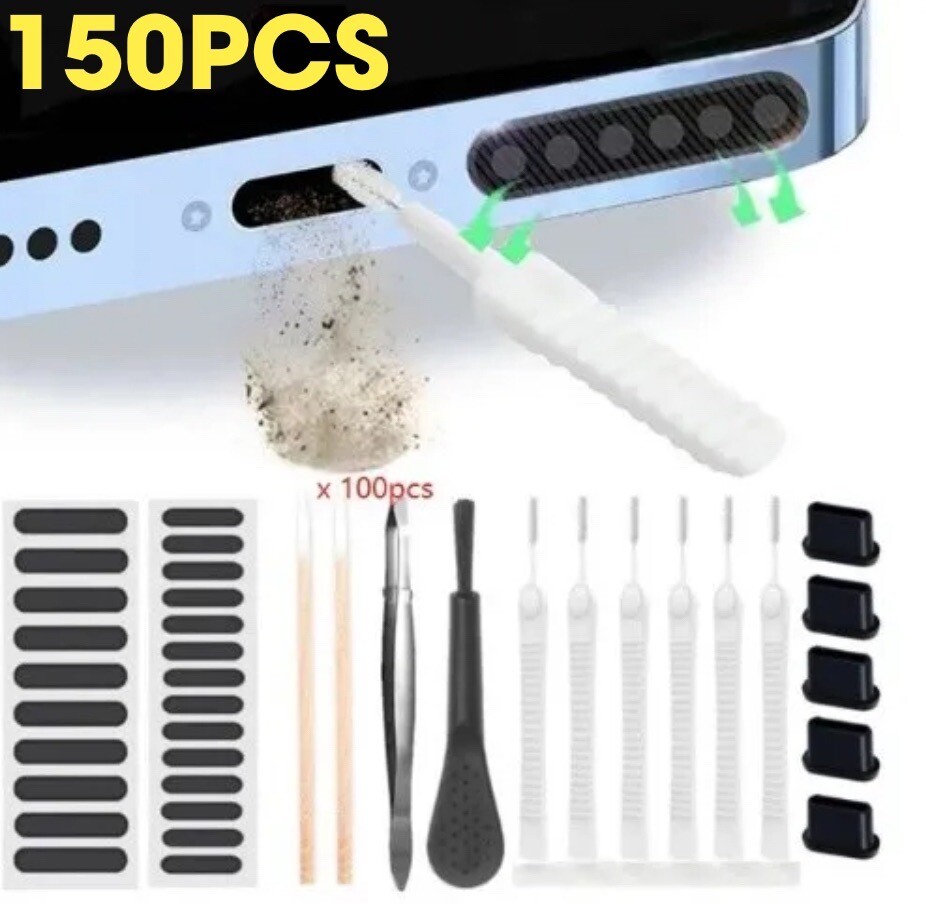 150PC Tool Kit Charging Port Dust Plug Phone Speaker Cover iPhone Cleaning  Brush