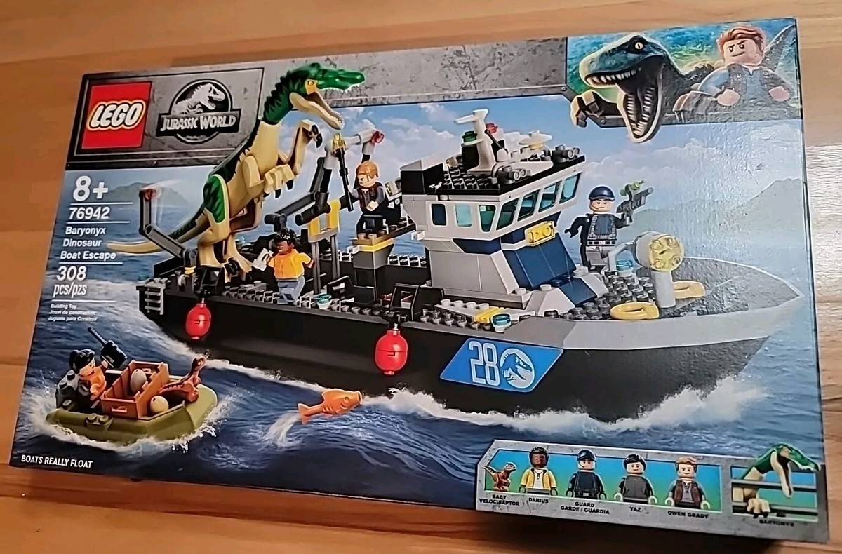 LEGO Jurassic World Baryonyx Dinosaur Boat Escape 76942 Toy Building Kit  308 pcs