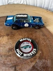 1969 Redline Hot Wheels TNT BIRD Blue #7 Car W/ White Interior HK and button