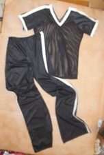 NWOT Wolff Fording Black Mesh V neck Men's Shirt/Pants White Side Stripe  Trim
