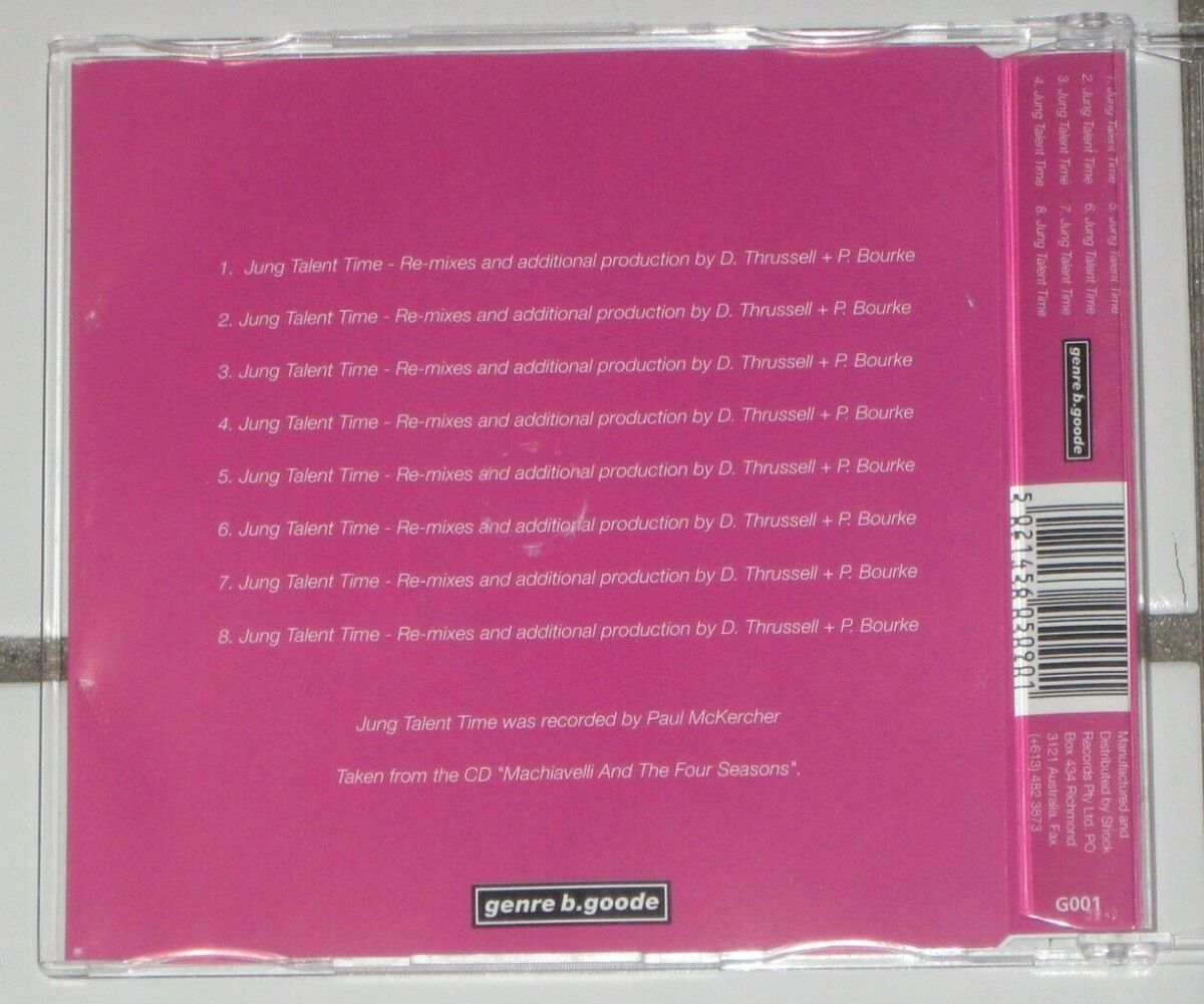 TISM – Jung Talent Time (The Re-Mixes), Australia 1995 Genre B.Goode – G001, CD Single TISM – Jung Talent Time (The Re-Mixes), Australia 1995 Genre B.Goode – G001, CD Single