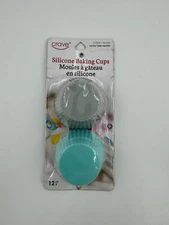 Silicone Baking Cups 12 Count Full Size Reusable Grey Pink Blue Coral Crave