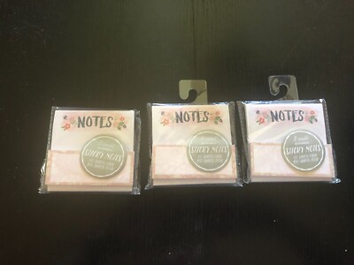 Made for Retail Stationary ~ Sticky Notes ~ 3 Count ~ ''Notes'' with Floral Design