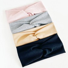 Women's Headband Solid Color Knot Hair Band Elastic Head Band Turban Soft Bands