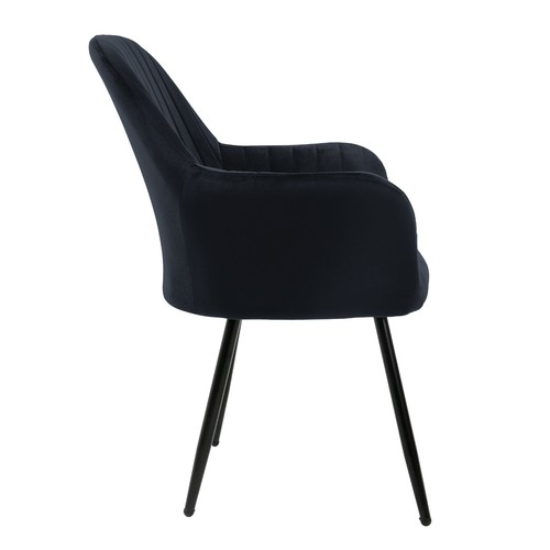 4x Silla de comedor/salón asiento ergonómico de terciopelo negro, patas de metal - Imagen 3 de 7