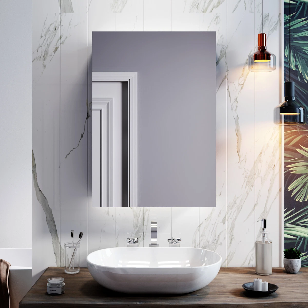 Black bathroom mirror with on sale shaver socket