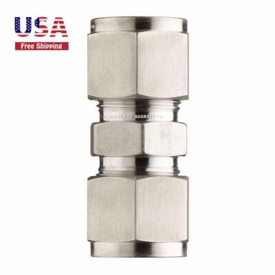 Steel Compression Tube 3/8'' Tube OD Straight Connect Double-Ferrule Fitting