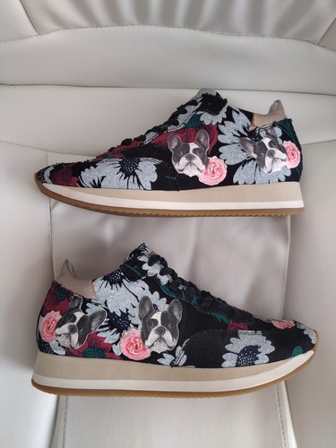 MODELO PHILIPPE Bulldog Tela Floral Lona Multicolor Entrenadores Tenis Zapatos - Imagen 9 de 18