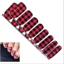 Jaysea Nails Wraps Color Christmas Red Buffalo Plaid Street Nail Art Strips B4G1