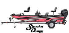 Boat Wrap Pink Gray White Vinyl Graphic Decal Kit Fishing Abstract Tech Lines