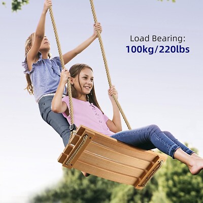 Columpio De Madera Para Jardín – Para Adultos Y Niños, Soporta 150 Kg, Cuerda Ajustable, Asiento 50x25 Cm