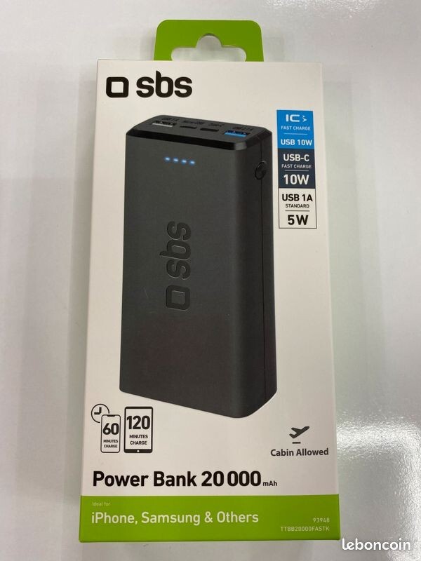 Batterie externe SBS 20000mah pour recharger 4 appareils pendant vos voyages