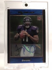 2007 Bowman Chrome Troy Smith Blue Refractor Auto 30/75 Rookie Baltimore Ravens