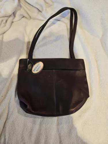 David King Genuine Leather Crossbody Bag Brown Adjustable Chocolate Brown Dark