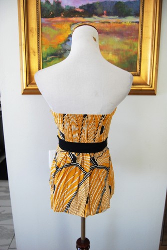 Top corsetto Anthropologie Floreat senape e nero con cravatta taglia 4 - Foto 4 di 5