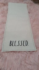 NEW Rae Dunn "Blessed" Linen blend Ivory table runner 14" x 72"
