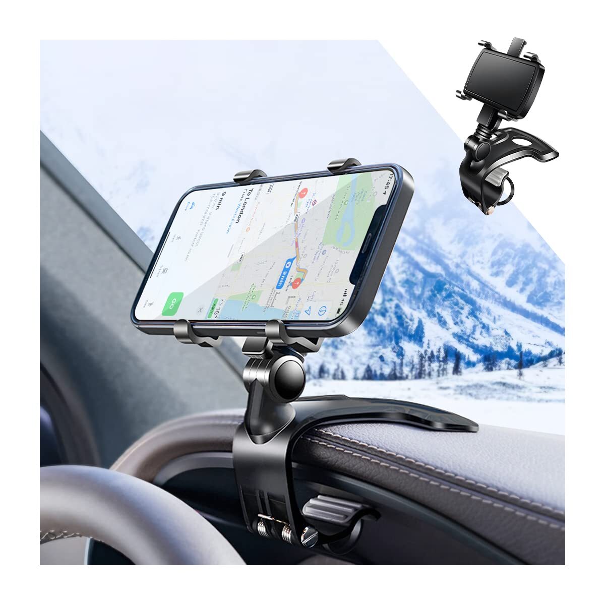 Car Phone Mount, ABS Cell Phone Holder for Car, 1400 Degree Rotation Dashboar...-image