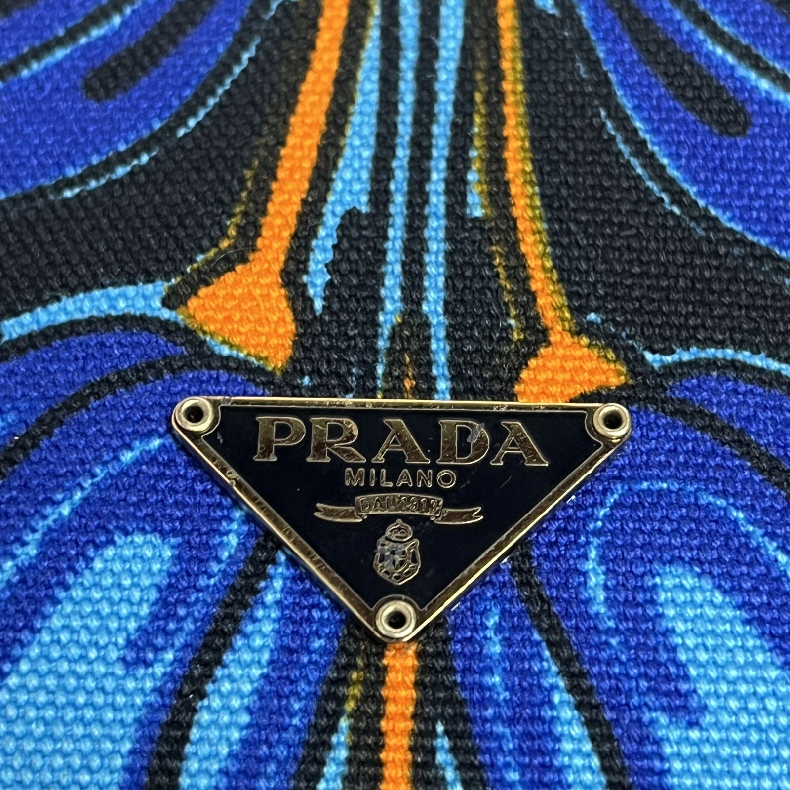 PRADA Printed Canvas Handbag Pattern Calfskin P20… - image 22