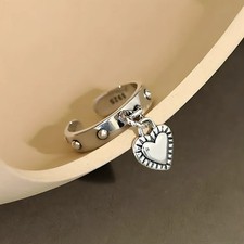 925 Silver Ring, Heart Ring, Adjustable Ring, Chunky Thumb Ring, Love Ring,