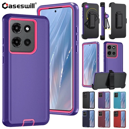 For Motorola Edge 2025 2024 3IN1 Shockproof Armor Belt Clip Holster Case Cover