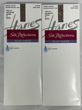 2 Packs 4 Pairs Hanes Silk Reflections Silky Sheer Knee Highs Natural