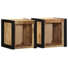 Nachttische 2 Stück 40x35x40cm braun viel Stauraum massives Mangoholz Unikat