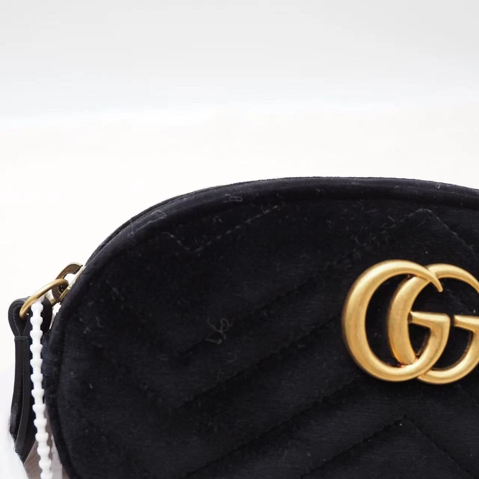 Bolso Cinturón Gucci Negro Terciopelo Matelasse GG Marmont Auténtico eBay AG Foto 4 de 4