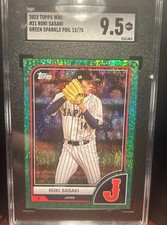 2023 Topps World Baseball Classic Green Sparkle Foil /75 Roki Sasaki #21 SP RC