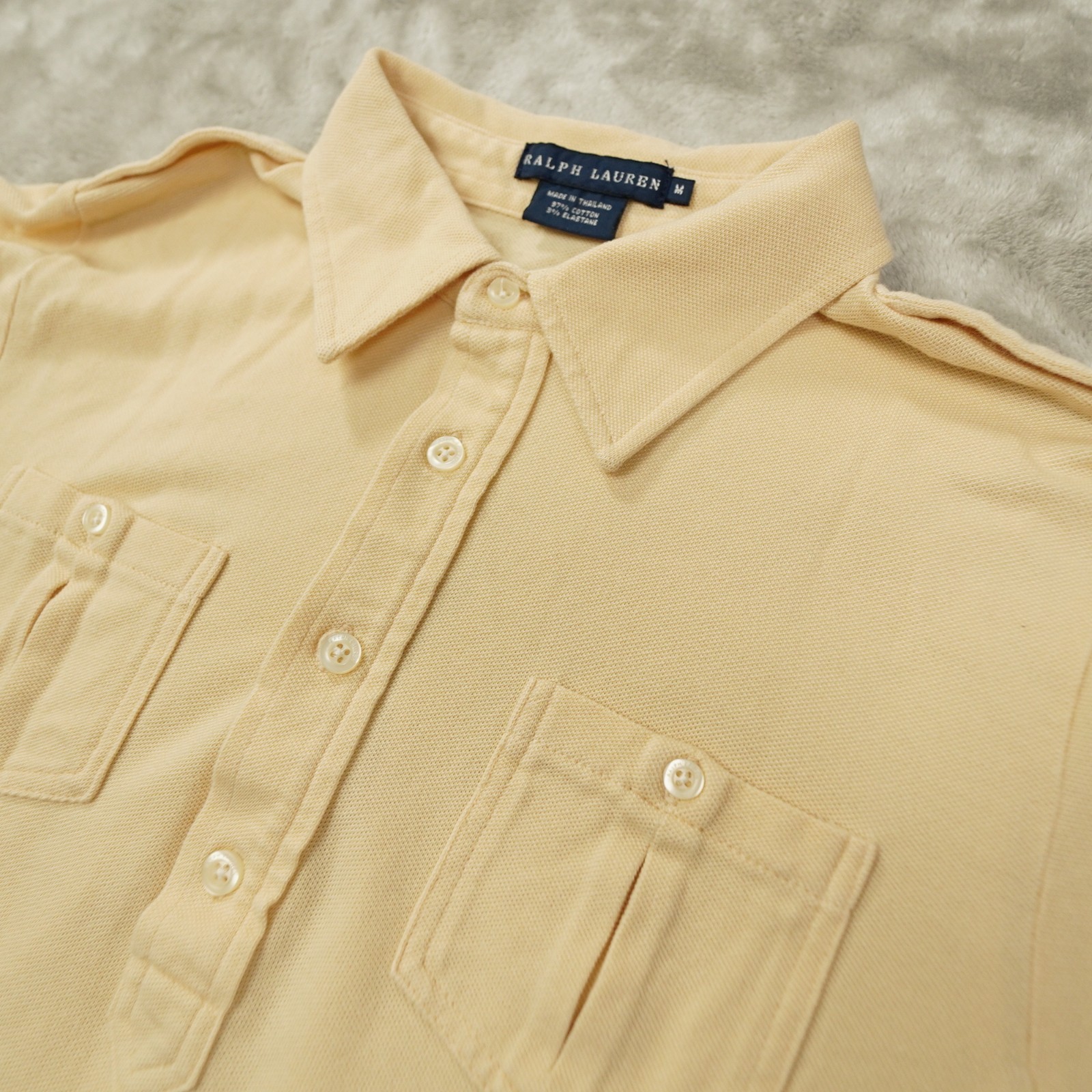 Ralph Lauren Polo Shirt Women's Medium Beige Slim… - image 3
