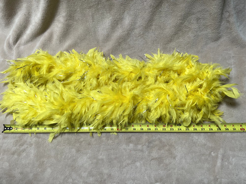 Yellow Feather Boa with Silver Tinsel Accents 60" Long 7" Wide 74 Grams