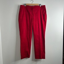 Talbots Pants Sz 16 Red Curvy Straight Leg Jacquard Pocket Dressy Embossed