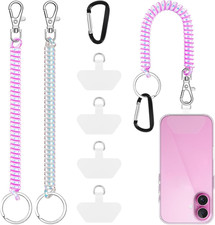 2PCS Phone Lanyard Tether with 4 Patch and 1 Carabiner for Travel Outdoor Hiking